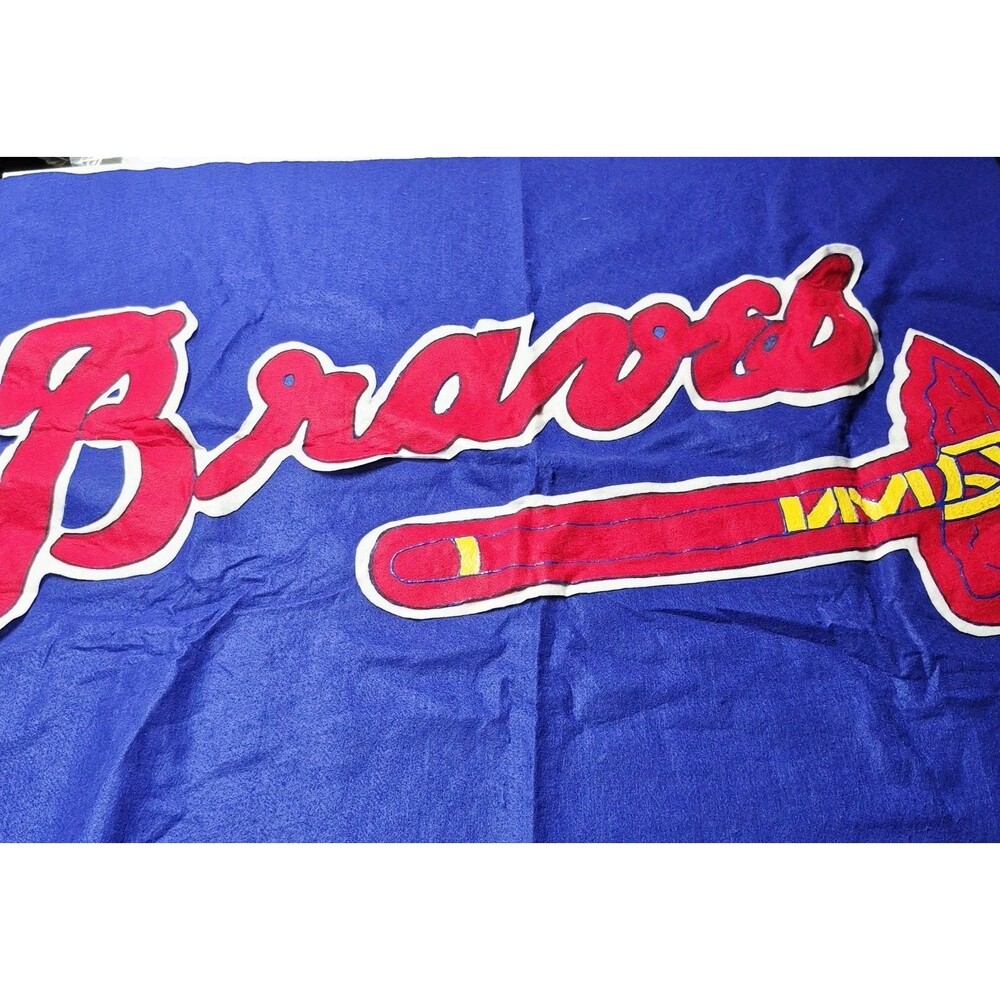 Vintage Atlanta Braves Oversized Felt Banner Flag 36x54 Large 80s Wall Pennant
